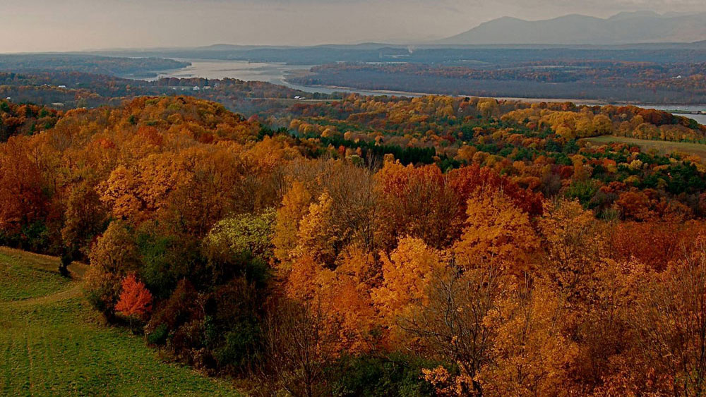 View of Hudson River Valley in autumn